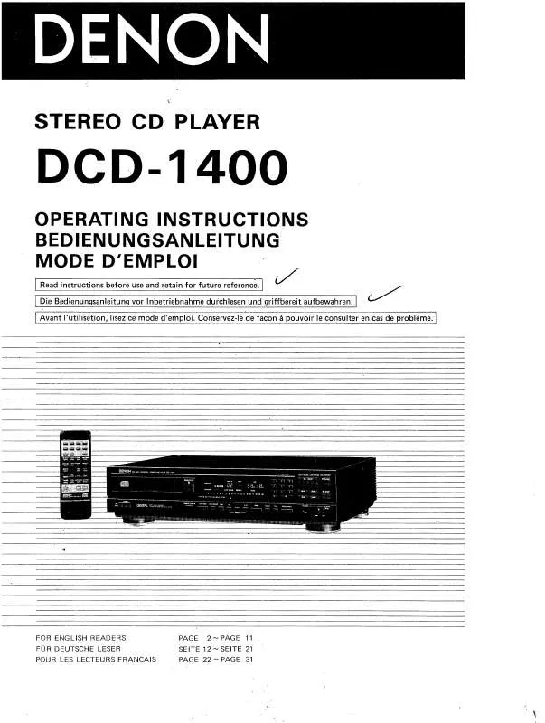 Mode d'emploi DENON DCD-1400