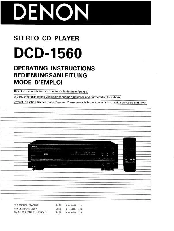 Mode d'emploi DENON DCD-1560