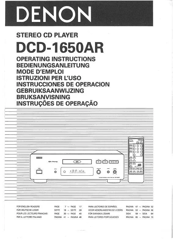 Mode d'emploi DENON DCD-1650AR