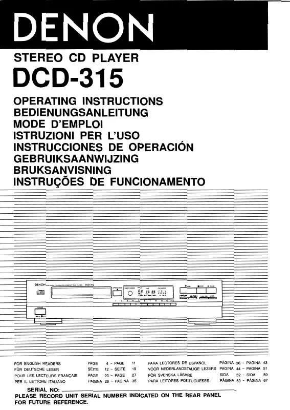Mode d'emploi DENON DCD-315