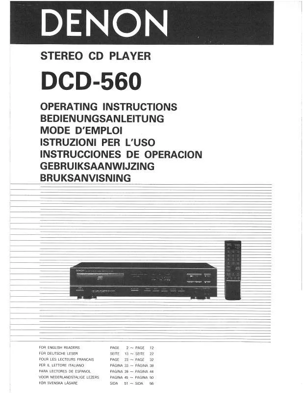 Mode d'emploi DENON DCD-560
