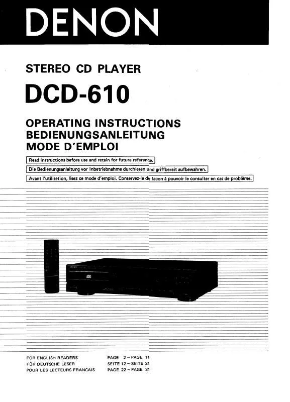 Mode d'emploi DENON DCD-610