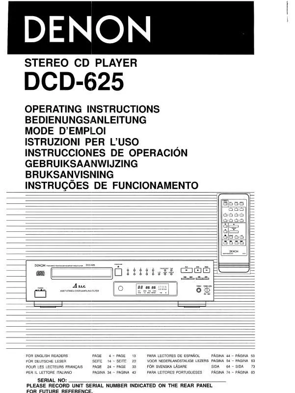 Mode d'emploi DENON DCD-625
