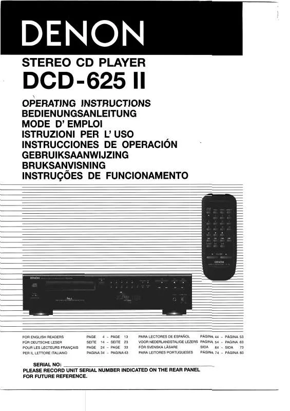 Mode d'emploi DENON DCD-625II