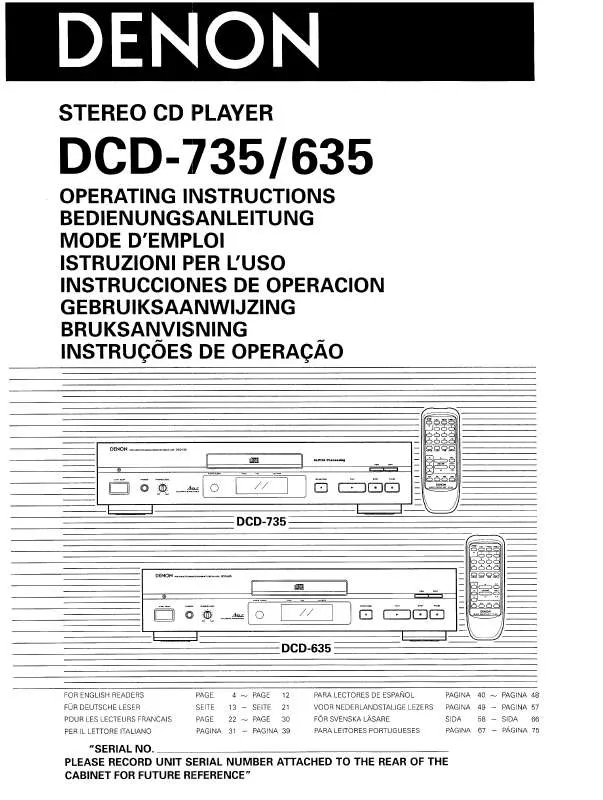 Mode d'emploi DENON DCD-635