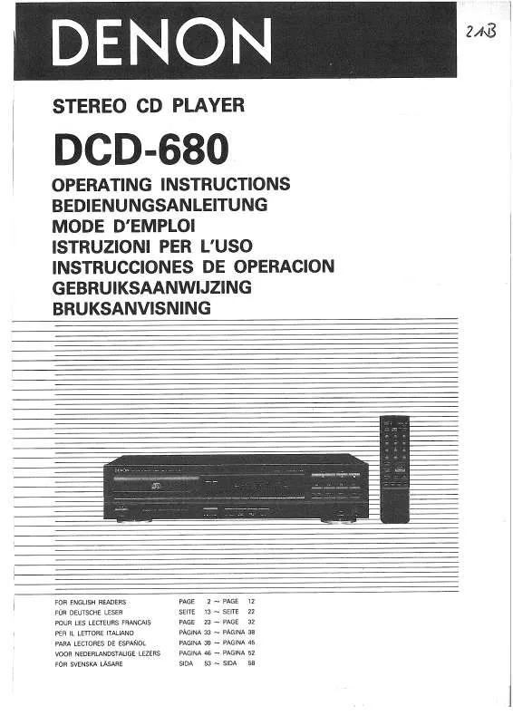 Mode d'emploi DENON DCD-680