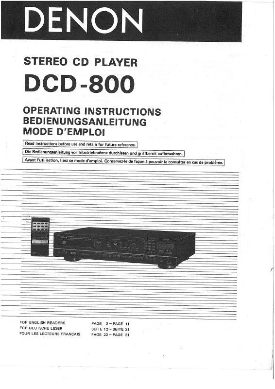 Mode d'emploi DENON DCD-800
