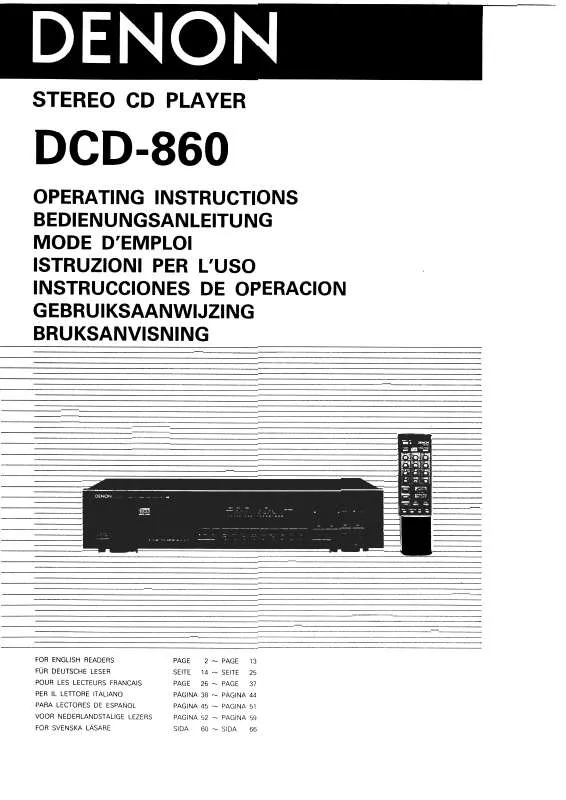 Mode d'emploi DENON DCD-860