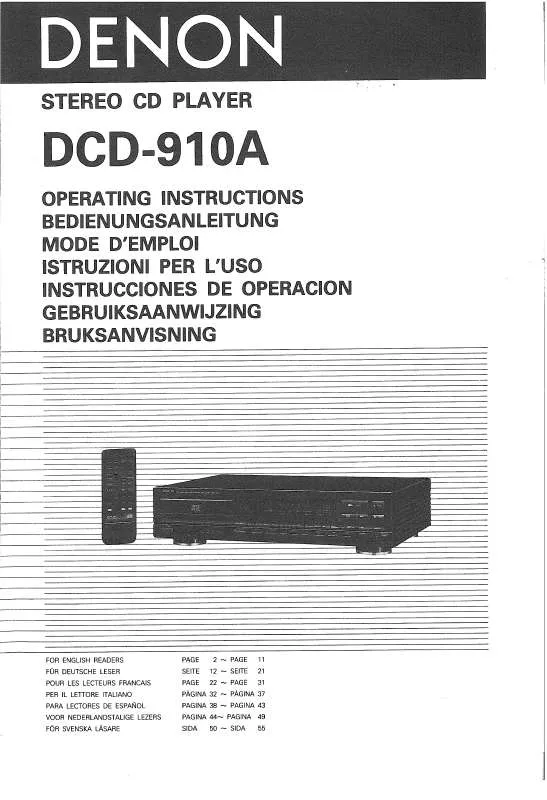 Mode d'emploi DENON DCD-910A