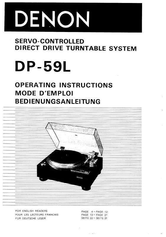 Mode d'emploi DENON DP-59L