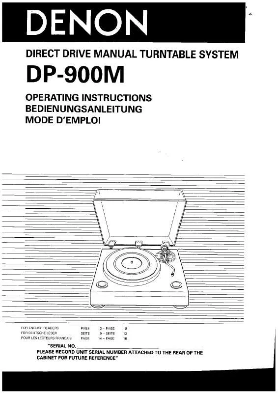 Mode d'emploi DENON DP-900M