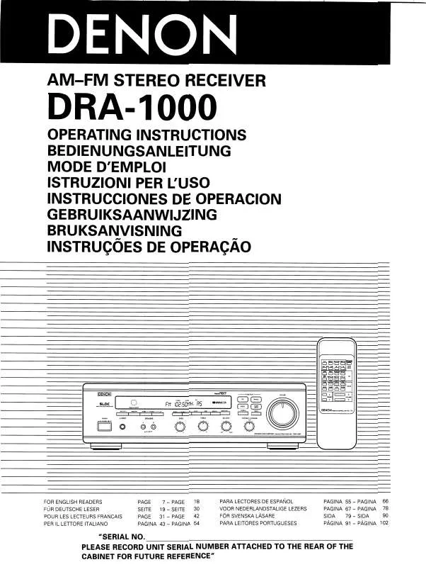 Mode d'emploi DENON DRA-1000