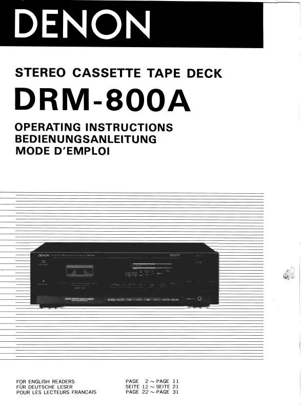 Mode d'emploi DENON DRM-800A