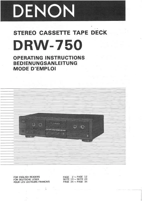 Mode d'emploi DENON DRW-750
