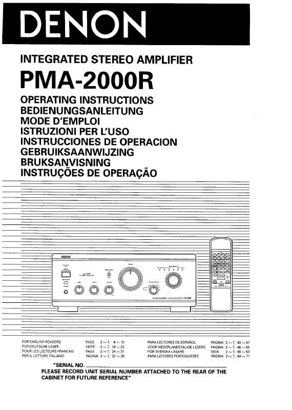 Mode d'emploi DENON PMA-2000R