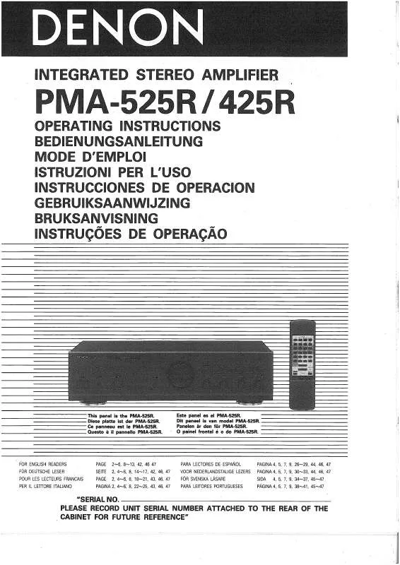 Mode d'emploi DENON PMA-525R