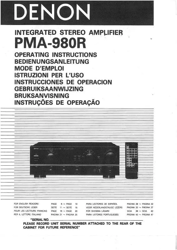 Mode d'emploi DENON PMA-980R