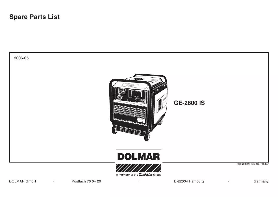 Mode d'emploi DOLMAR GE-2800 IS