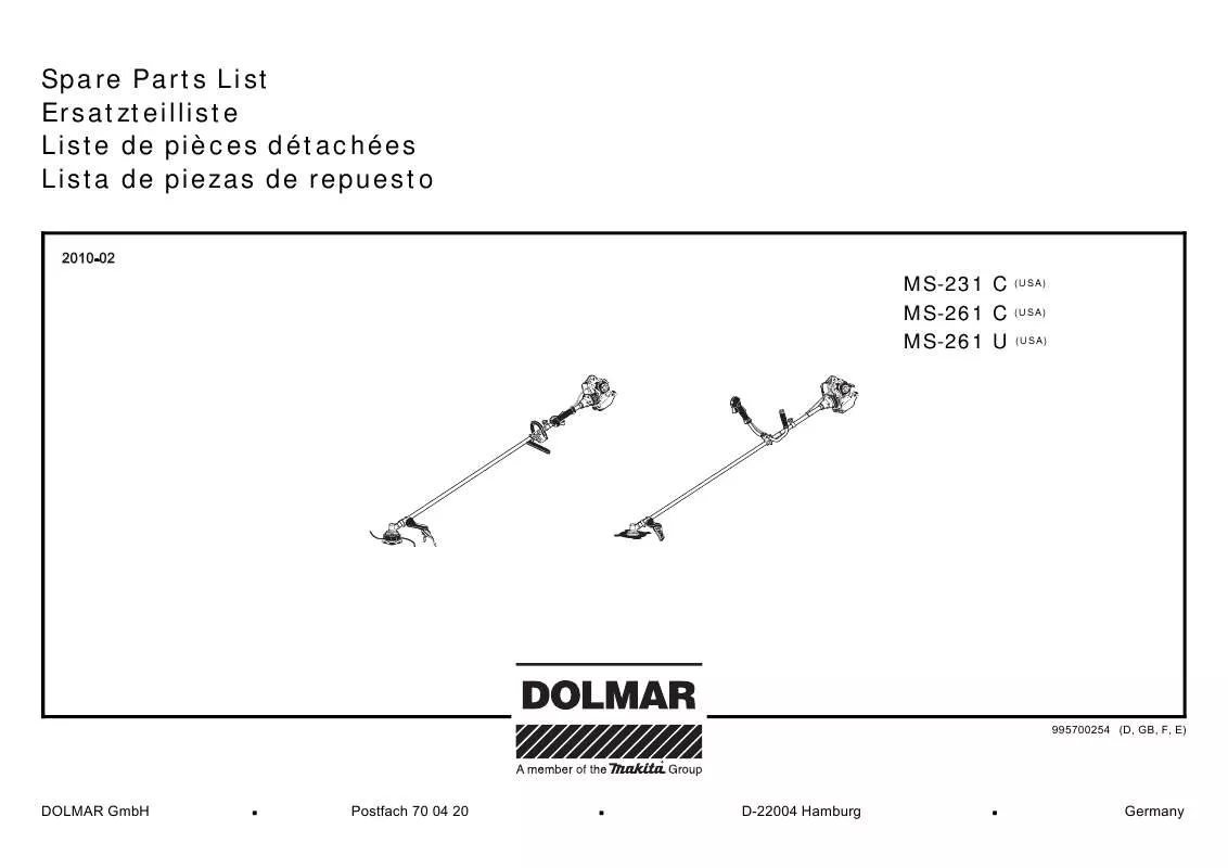 Mode d'emploi DOLMAR MS-261 C