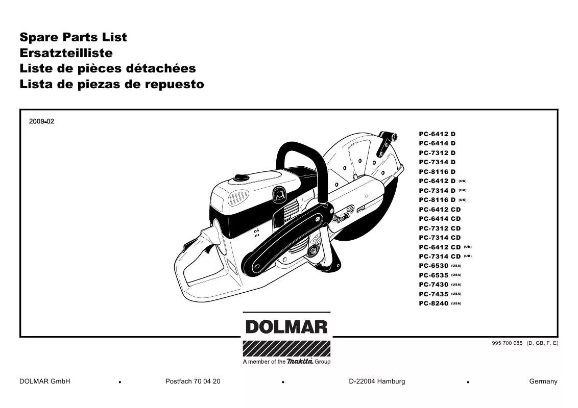 Mode d'emploi DOLMAR PC-6412 D