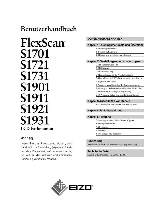 Mode d'emploi EIZO FLEXSCAN S1701