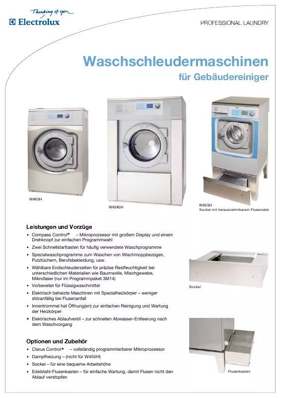 Mode d'emploi ELECTROLUX LAUNDRY SYSTEMS W4105H