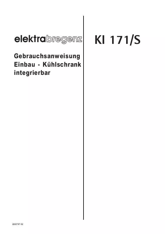 Mode d'emploi ELEKTRA KI171S