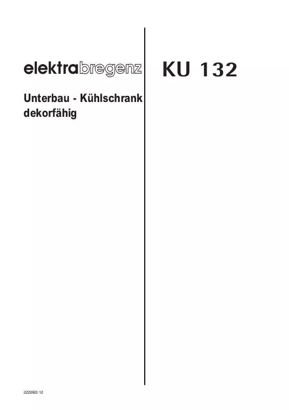 Mode d'emploi ELEKTRA KU132