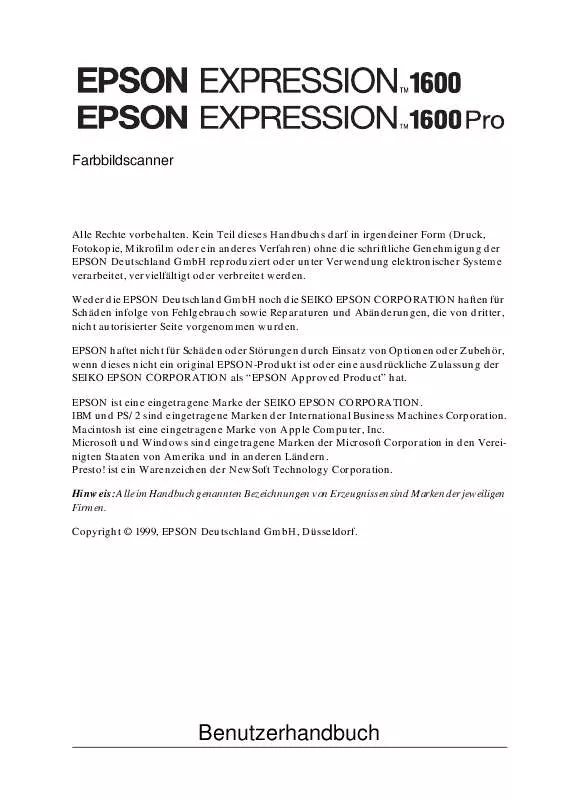 Mode d'emploi EPSON EXPRESSION 1600