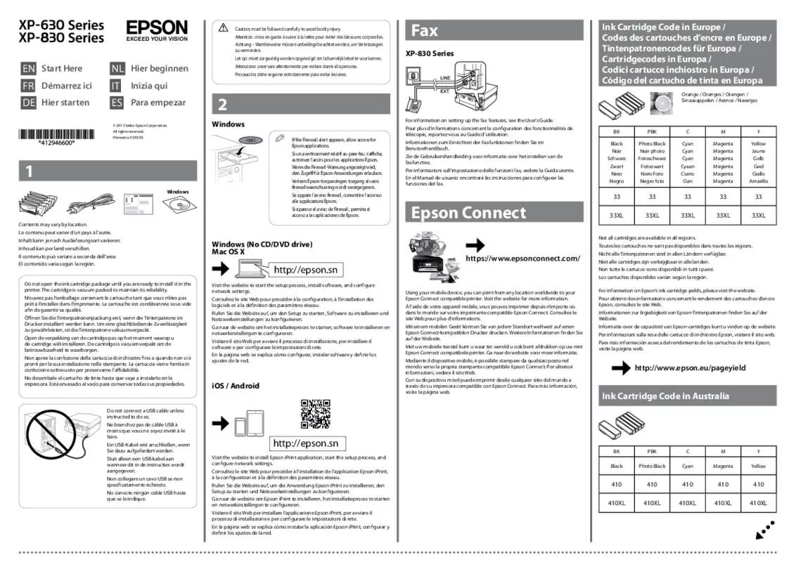 Mode d'emploi EPSON EXPRESSION PREMIUM XP-630