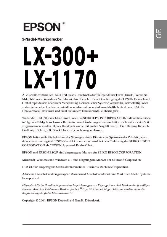 Mode d'emploi EPSON LX-300+