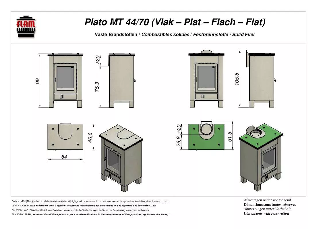 Mode d'emploi FLAM PLATO MT 44-70