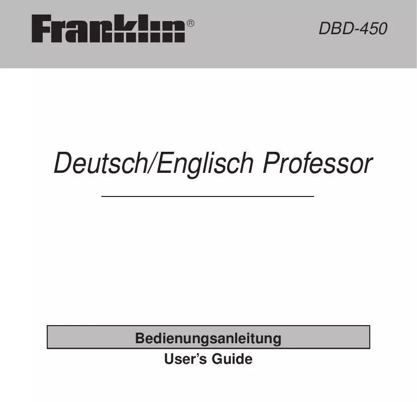 Mode d'emploi FRANKLIN BDB-450