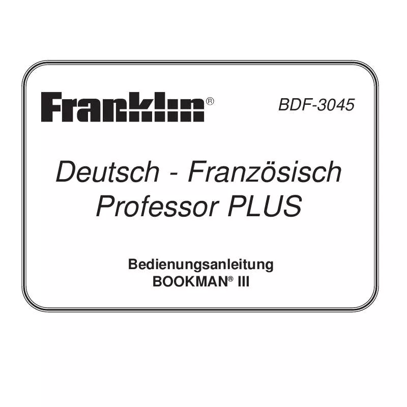 Mode d'emploi FRANKLIN BDF-3045