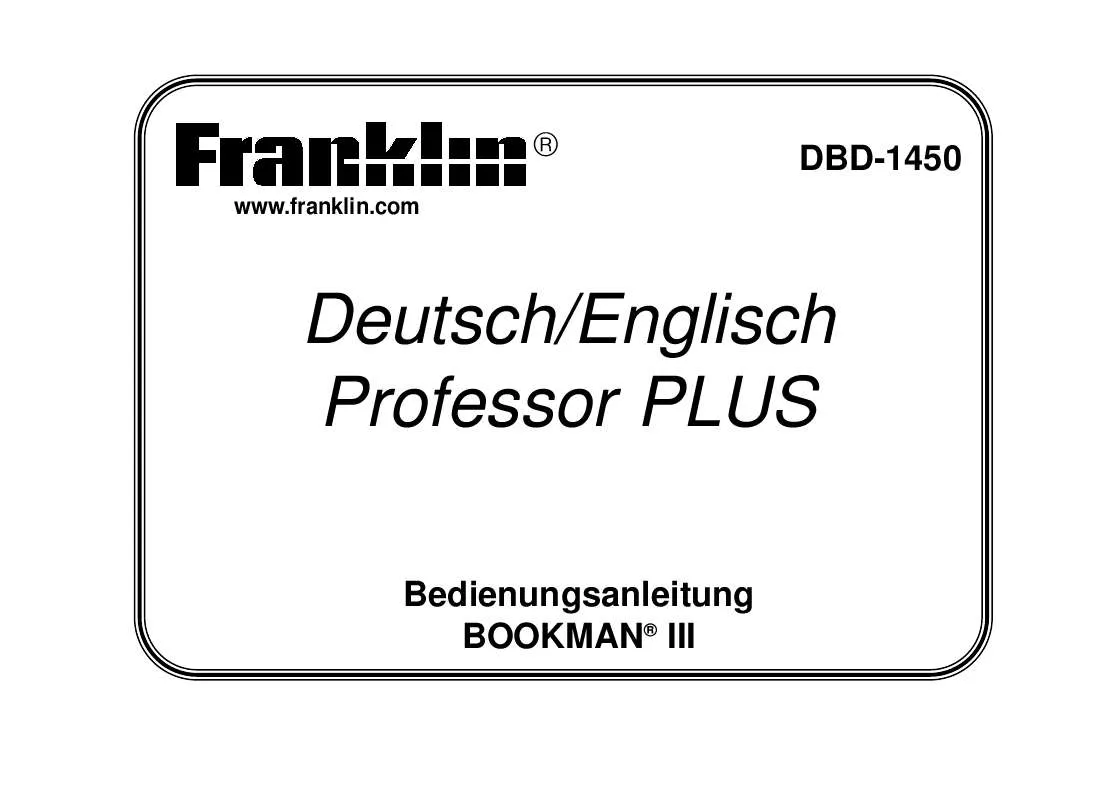 Mode d'emploi FRANKLIN DBD-1450