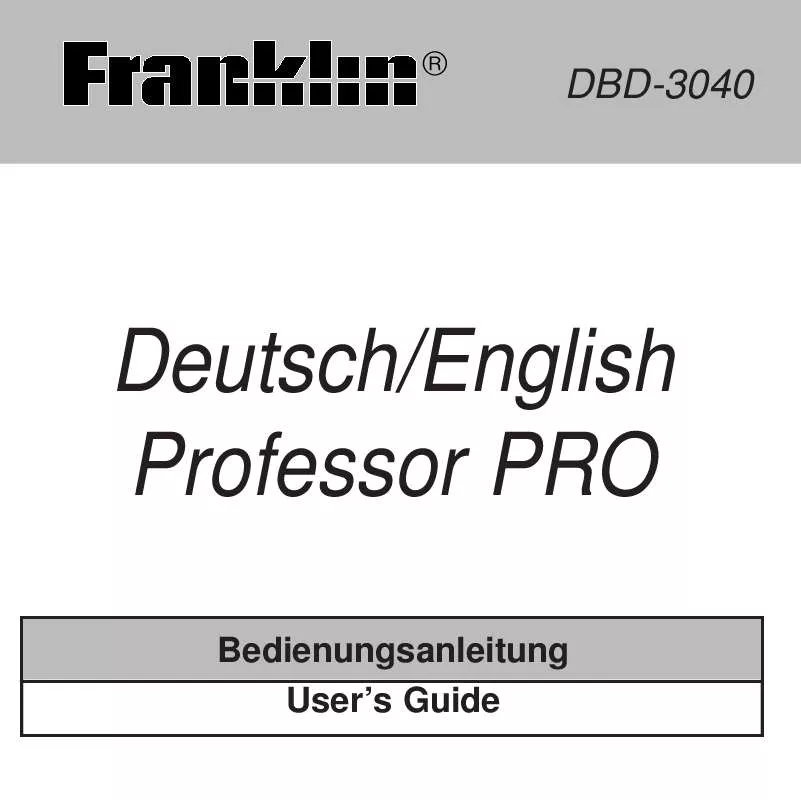 Mode d'emploi FRANKLIN DBD-3040