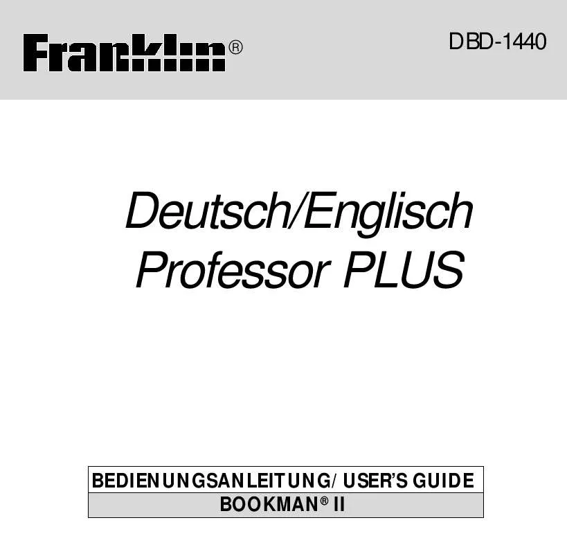 Mode d'emploi FRANKLIN DEUTSCH ENGLISCH PROFESSOR PLUS