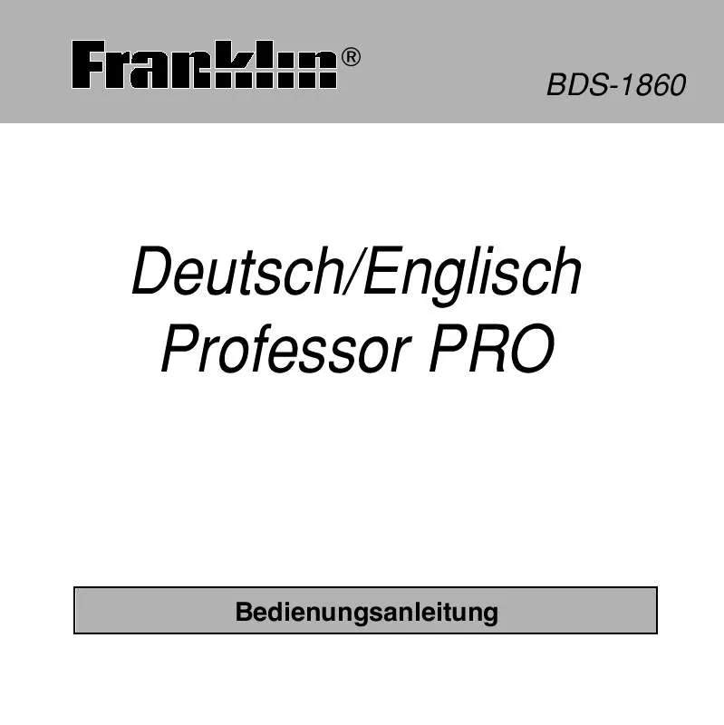 Mode d'emploi FRANKLIN DEUTSCH ENGLISCH PROFESSOR PRO