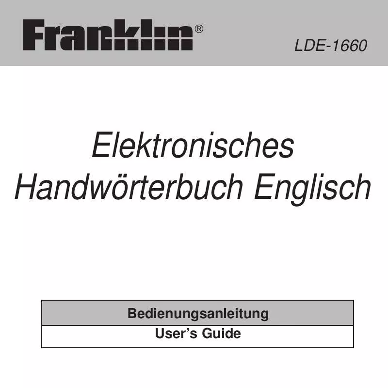 Mode d'emploi FRANKLIN ELEKTRONISCHES HANDWORTERBUCH ENGLISCH