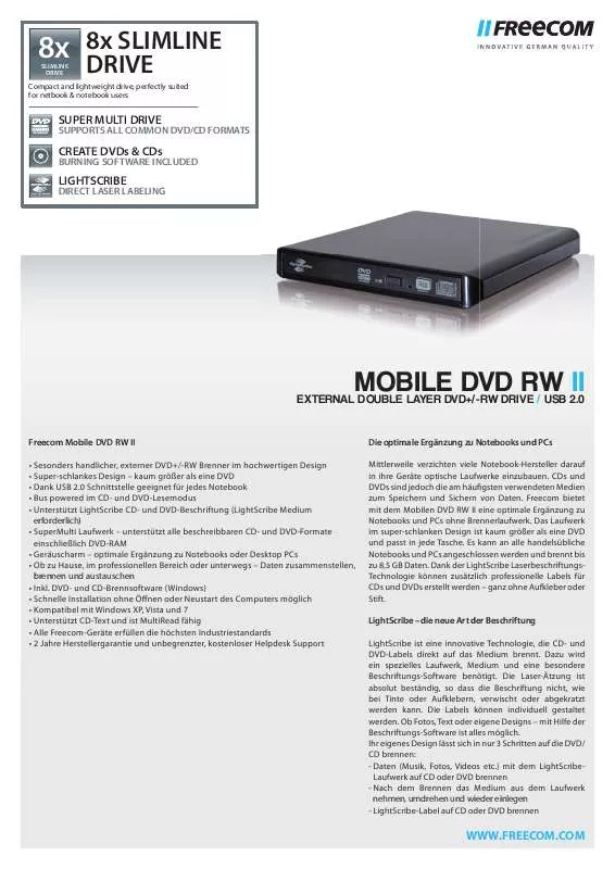 Mode d'emploi FREECOM MOBILE DVD RW II