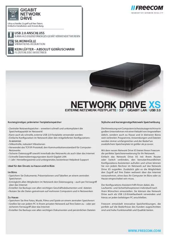 Mode d'emploi FREECOM NETWORK DRIVE XS