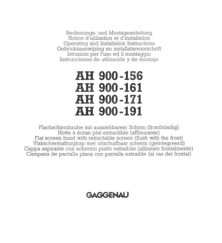 Mode d'emploi GAGGENAU AH900171