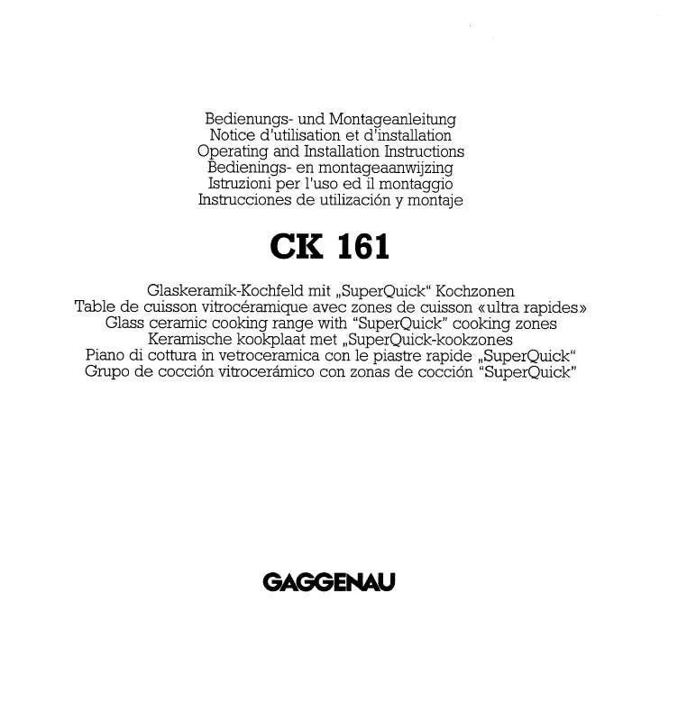 Mode d'emploi GAGGENAU CK161114