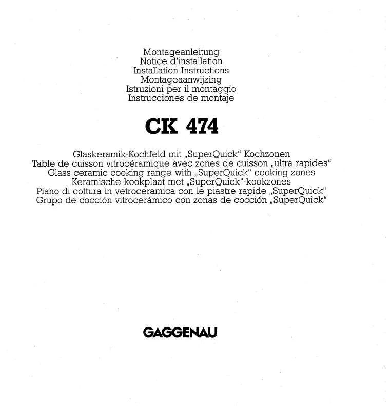 Mode d'emploi GAGGENAU CK474114