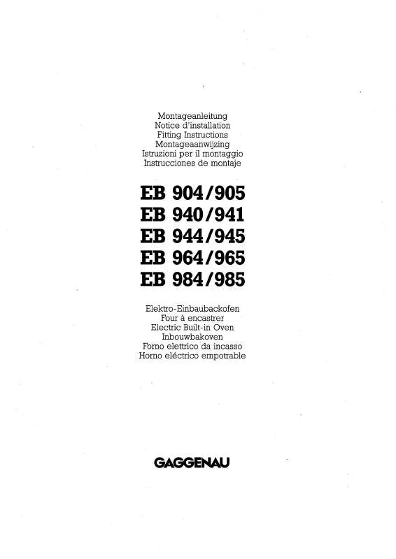 Mode d'emploi GAGGENAU EB904111