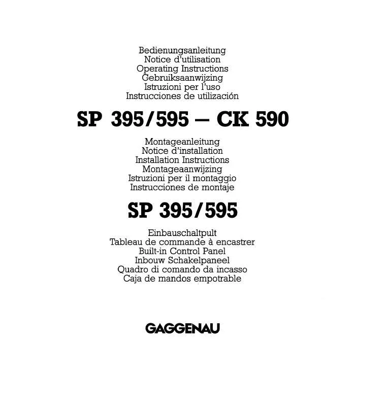 Mode d'emploi GAGGENAU SP595115