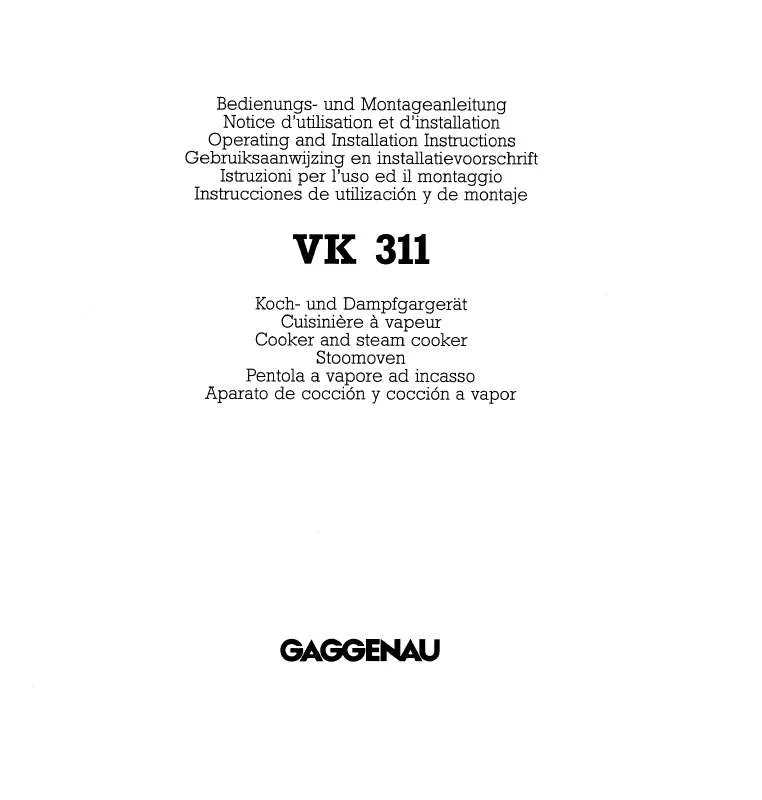 Mode d'emploi GAGGENAU VK311110