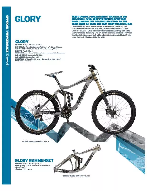 Mode d'emploi GIANT BICYCLES GLORY