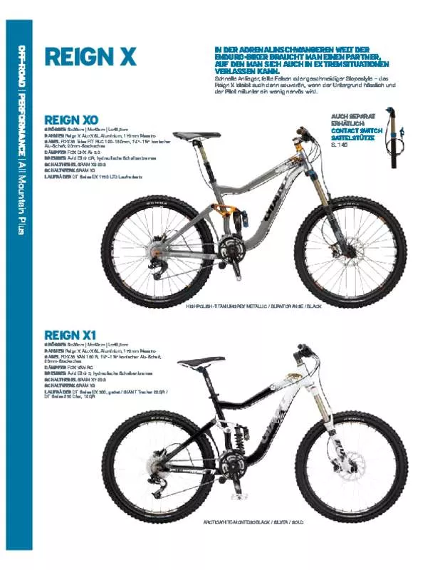 Mode d'emploi GIANT BICYCLES REIGN X
