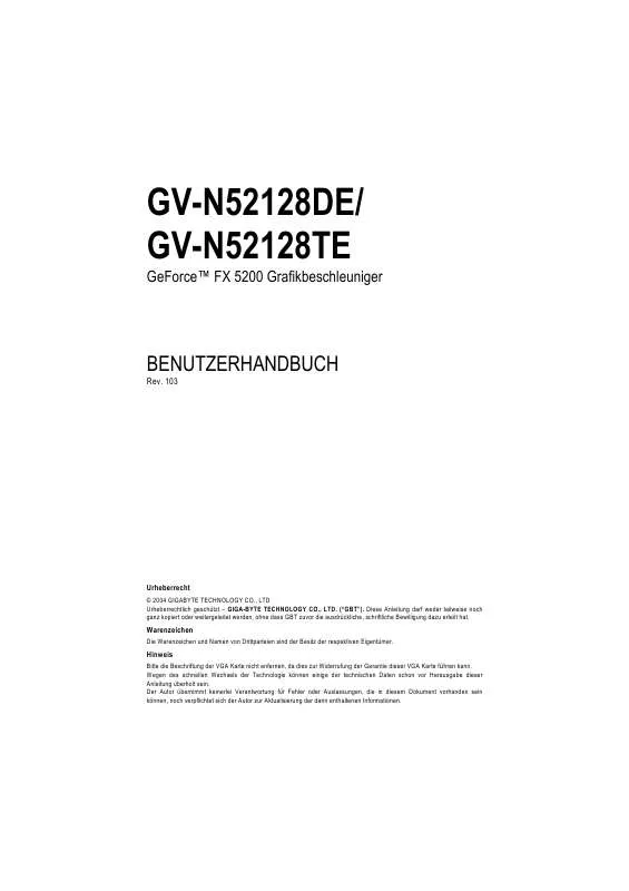 Mode d'emploi GIGABYTE GV-N52128DE